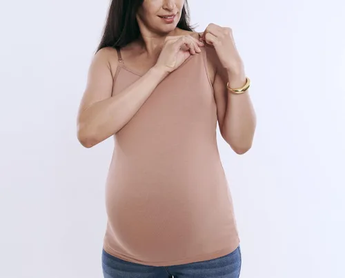 Miniatura 30 de Motherhood Maternity Camiseta sin mangas de lactancia con clip para mujer con correas ajustables y brasier integrado para lactancia materna