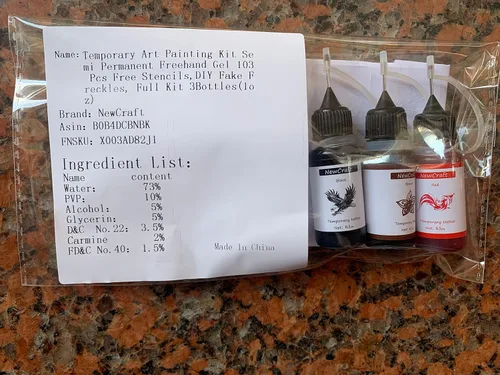 Miniatura 8 de Kit de Pintura de Arte Temporal Tinta de Tatuaje Semipermanente Gel de Mano Alzada 103 Piezas Plantillas Gratis, Pecas Falsas DIY, Kit Completo 3