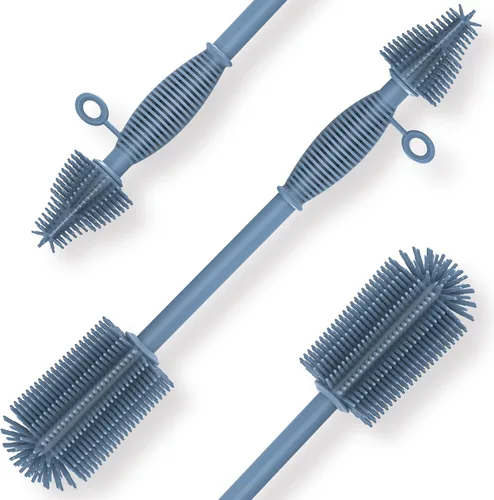 Miniatura 6 de Cepillo de silicona para botellas, doble cara con mango resistente, fácil de limpiar y cepillo sin arañazos para biberones, biberones deportivos