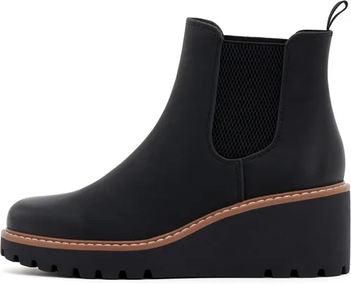 Miniatura 8 de vodvob Botas de tobillo para mujer, botines de tacón de cuña elásticos con plataforma Chelsea sin cordones y suela de lengüeta