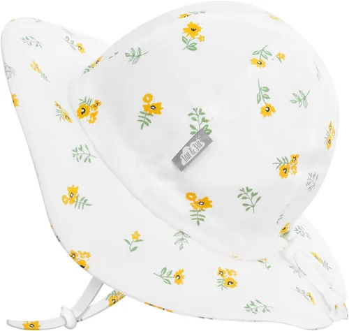 Miniatura 36 de JAN & JUL Sombrero de sol de algodón UPF 50+ con ala ancha para niñas pequeñas