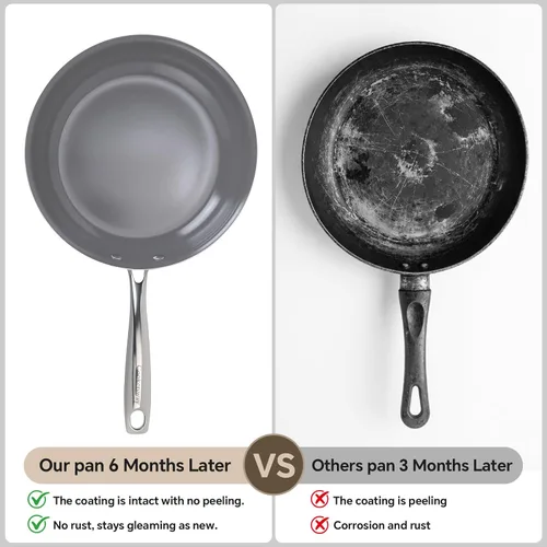 Miniatura 8 de Sartenes antiadherentes de cerámica Skillet, sartén grande antiadherente de 11 pulgadas para cocina, sin PFOA PTFE PFAs Gris ceniza