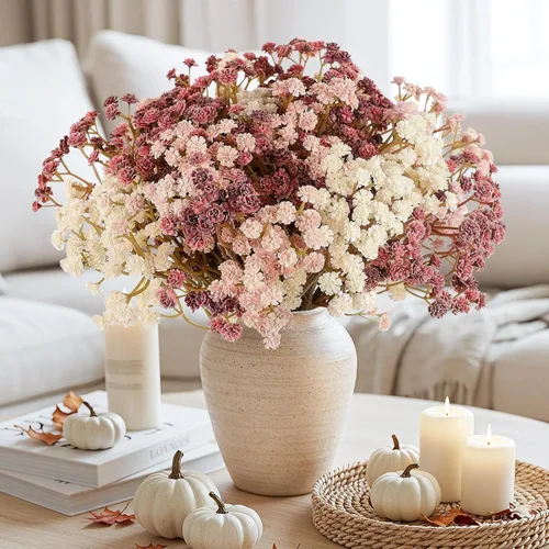 Miniatura 18 de N&T NIETING - Ramo de 10 flores artificiales de aliento de bebé, gypsophila falsa, toque real, arreglo de flores artificiales para bodas, fiestas