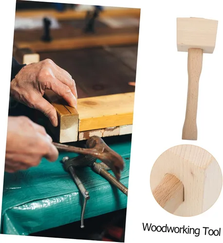 Miniatura 4 de TEHAUX Martillo de carpintero de madera portátil, herramienta de mano de mazo, acabado liso para carpintería, martillo tallado, herramienta