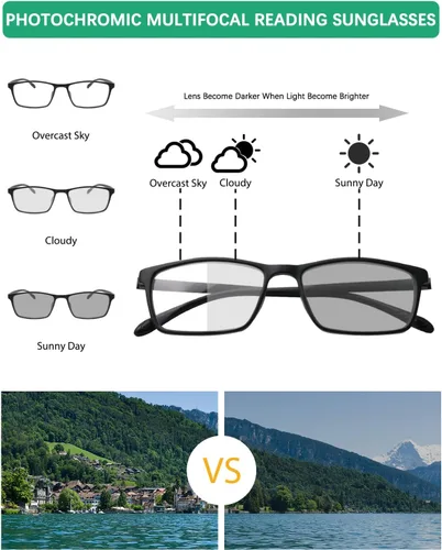 Miniatura 4 de Lentes de lectura fotocromáticos multienfoque para hombres y mujeres, lentes de sol de transición progresiva de alta calidad, anti rayos UV, luz azul
