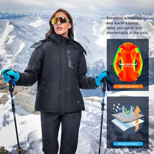 Miniatura 3 de GOLDEN CAMEL Women's Winter Jacket Windproof Ski Snow Jacket Waterproof Thicken Parka Rain Jacket Warm Puffer Coat