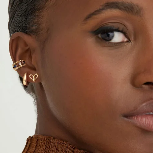 Miniatura 2 de MYEARS Aretes de Oro para Mujer Huggie Hoop Ear Stud Cuff 14K Pequeños Simples Hipoalergénicos Joyería de Uso Diario
