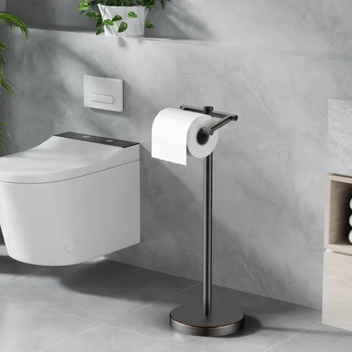 Miniatura 97 de FORIOUS Soporte de pared para papel higiénico, soporte de rollo de papel higiénico de doble poste giratorio de acero inoxidable para baño, Blanco
