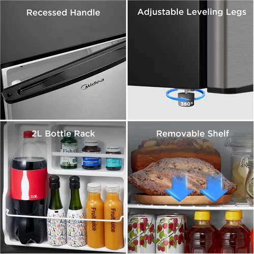 Miniatura 27 de Midea MERM33S1AST - Mini nevera compacta de 3.3 pies cúbicos con luz interna, termostato ajustable, puerta reversible, bajo ruido para dormitorio
