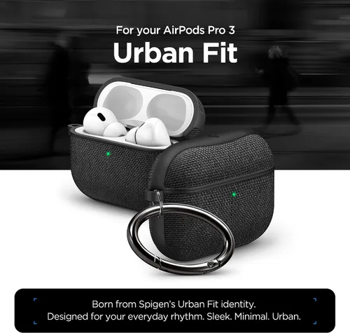 Miniatura 2 de Spigen Funda para AirPods Pro 3, Urban Fit Compatible con Funda de AirPods Pro de 3ª Generación (2025), Cubierta de Tela Premium con Mosquetón