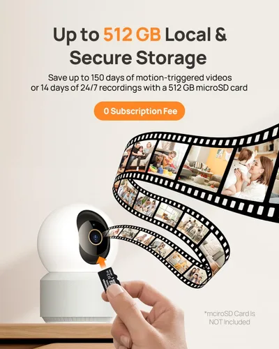 Miniatura 6 de Anona cámara interior 4K UHD, cámara de seguridad para mascotas/perros/bebés con aplicación para teléfono, 360° de paneo y tilt, Wi-Fi 6 de doble