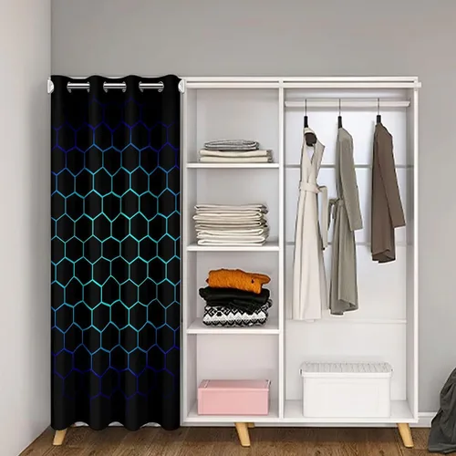 Miniatura 2 de jejeloiu Cortina opaca de oscurecimiento hexagonal 3D geométrica de panal para puerta, puerta, privacidad, colmena de lujo, cubierta de puerta