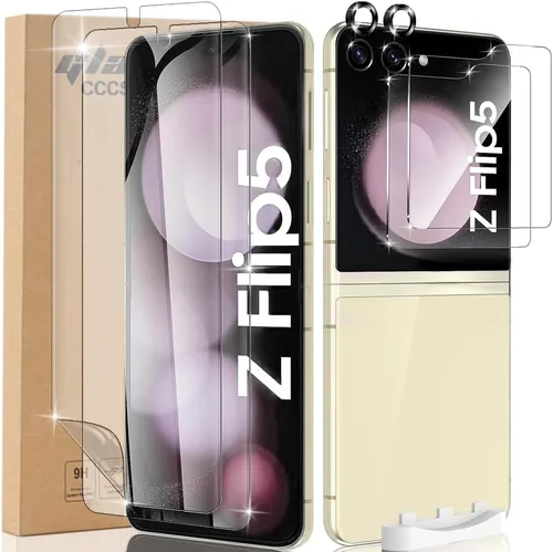 Miniatura 9 de Protector de pantalla de privacidad 8 en 1 para Samsung Galaxy Z Flip 5, interior suave EPU flexible, protector de pantalla frontal y trasera