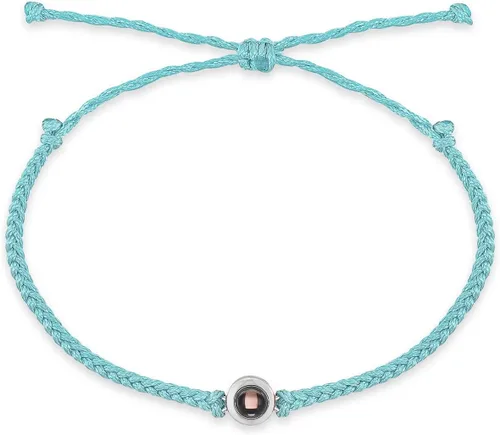 guk Pulsera de proyección de fotos personalizada, ajustable, pulsera de fotos circular personalizada con texto en inglés "I Love You", pulsera en