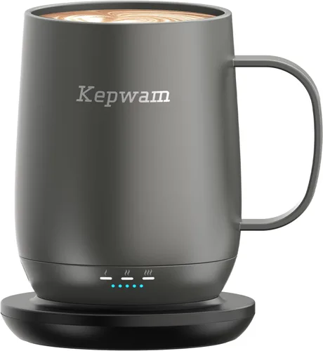 Miniatura 13 de Kepwam Taza de café autocalentable T2, taza de café con calefacción inteligente de 16 onzas, duración de la batería de 150 minutos, calentador