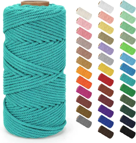 Miniatura 18 de Cordón de macramé de 0.079 in x 380 yardas (1140 pies), cuerda de algodón natural para colgar en la pared, ganchos de plantas, manualidades, Beige
