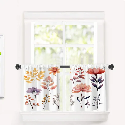 Miniatura 118 de Cortinas opacas de cocina con pintura al óleo de Europa rosa y negra para ventanas, cenefas opacas modernas de torre Eiffel de poliéster multicapa