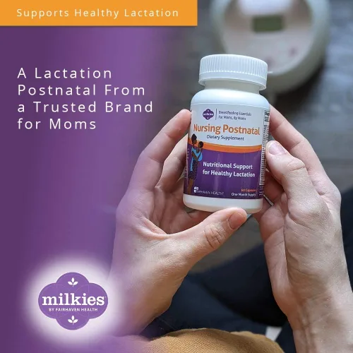 Miniatura 4 de Milkies Fairhaven Health - Suplemento vegetariano posnatal de enfermería para mujeres que amamantan con vitamina D y B, multivitamínico nutritivo