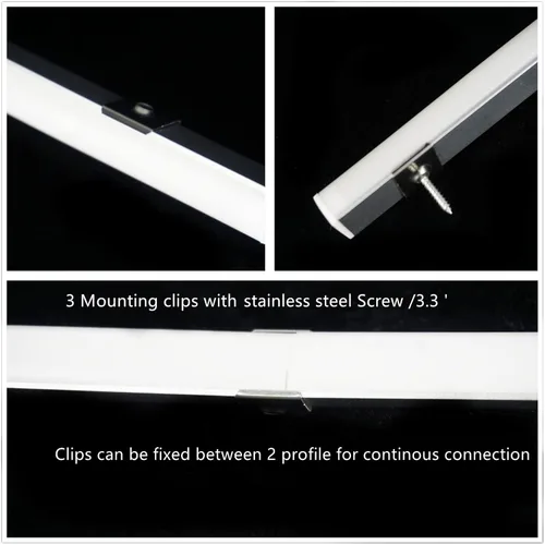Miniatura 8 de THMOOTHER Tira LED con forma de V de 3.28 pies, resistente a los rayos UV, difusor de canal negro, paquete de 6 perfiles de aluminio con cubierta