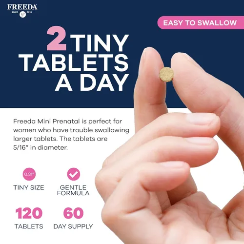 Miniatura 4 de FREEDA Mini vitamina prenatal – Kosher Prenatals – Pequeñas tabletas fáciles de tragar – Vitaminas prenatales con hierro, ácido fólico