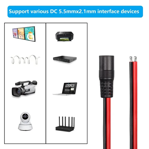 Miniatura 7 de CERRXIAN 1FT DC5521 Power Pigtails Cable macho y hembra