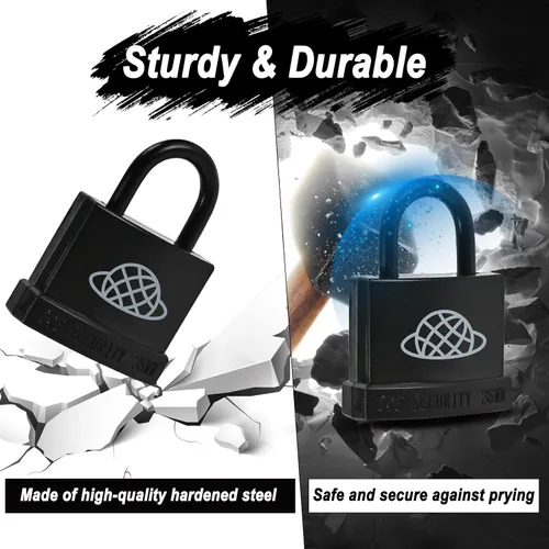 Miniatura 5 de 4 candados resistentes a la intemperie con llave para uso en exteriores, candado con llave para exteriores con carcasa de plástico, cerraduras