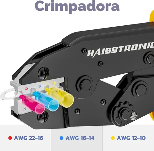 Miniatura 3 de haisstronica Pelacables y herramienta de crimpado, herramienta de pelacables automática AWG 24-10 con crimpadora de alambre de carraca AWG 22-10
