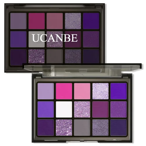 Miniatura 10 de UCANBE Paleta de sombra de ojos ahumada en negro, 15 colores de sombras de ojos oscuras brillantes mate metálicas, kit de sombras de ojos altamente