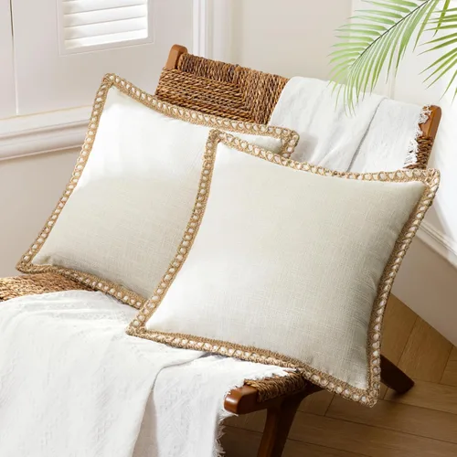 Miniatura 33 de Phantoscope Farmhouse - Fundas de almohada decorativas para exteriores, Poliéster & Mezcla de poliéster, Beige, 18" x 18