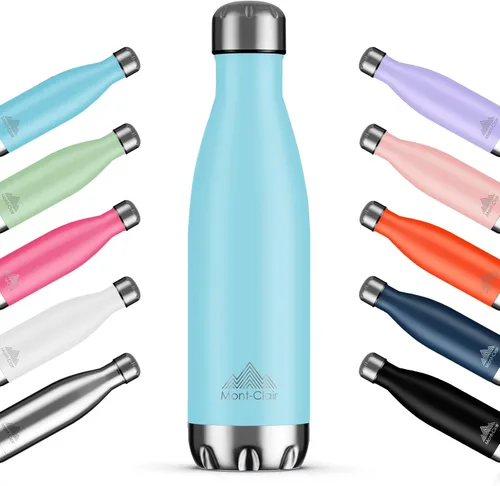 Miniatura 23 de Mont-Clair H2O - Botella de agua de acero inoxidable aislada al vacío, sin BPA, botella de bebidas frías 12 horas y calientes las 24 horas, metal