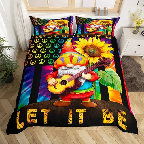 Miniatura 19 de Juego de funda de edredón de elefante bohemio para niños, tamaño individual, juego de ropa de cama de mandala bohemio de 2 piezas para decoración