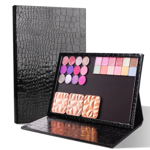 Paleta de maquillaje magnética vacía grande con soporte plegable (capacidad para 60 sartenes estándar) – Estuche organizador profesional de sombra