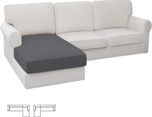 Miniatura 137 de Easy-Going - 4 Fundas de cojín elásticas para sofá seccional, izquierda/derecha, en forma de L, funda de asiento antideslizante, suave, flexible