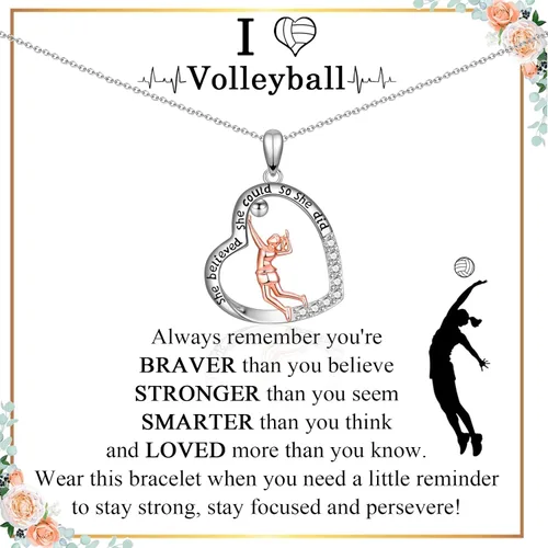 ACOGVN Collar de voleibol para adolescentes y mujeres, regalos de noche de voleibol para jugadores de voleibol, amantes del voleibol, entrenador de