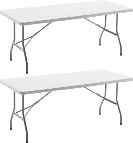 BTEXPERT Juego de 2, mesa plegable para eventos de 6 pies, 72 x 29.5 pulgadas, resistente, portátil, para interiores y exteriores, picnic, camping,