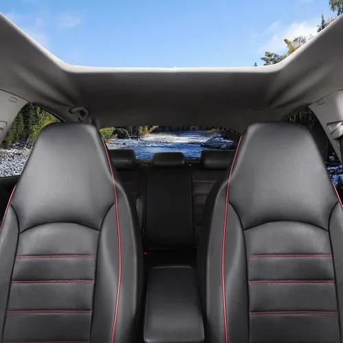 Miniatura 7 de TOYOUN fundas clásicas universales de cuero sintético para asiento delantero de automóvil, fundas de asiento tipo cubo de respaldo alto - Se adaptan