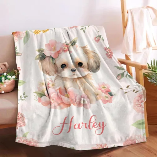 Miniatura 64 de Manta de bebé personalizada para niñas y niños pequeños, recién nacidos, regalos personalizados de vaca floral con nombre y texto, 40 x 30 pulgadas