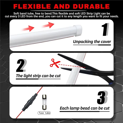 Miniatura 4 de Tira de luces de circulación diurna DRL de escaneo dinámico para automóvil, 2 unidades de 11.8 pulgadas blanco/ámbar, luces direccionales