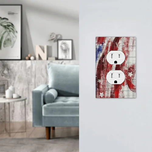 Miniatura 7 de Cubiertas decorativas para placa de interruptor, bandera estadounidense, receptáculo de 1 banda, placa de pared dúplex, cubierta de interruptor