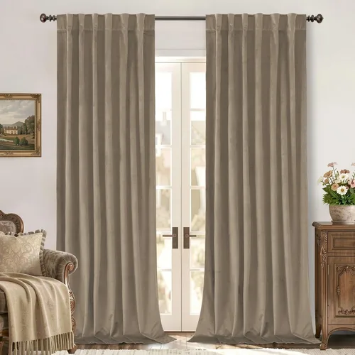 Miniatura 13 de BGment Cortinas de terciopelo rosa polvoriento, 2 paneles de 84 pulgadas, 2 paneles para sala de estar, aislamiento térmico de lujo, reducen