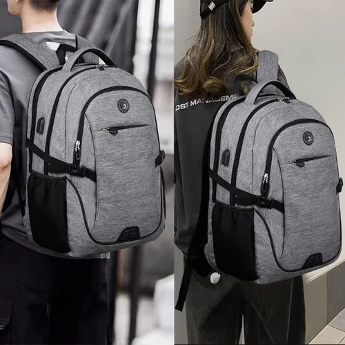Miniatura 7 de Mochila antirrobo para portátil con carga USB compatible con portátil de 15.6 pulgadas con bloqueo incluido., A-gris
