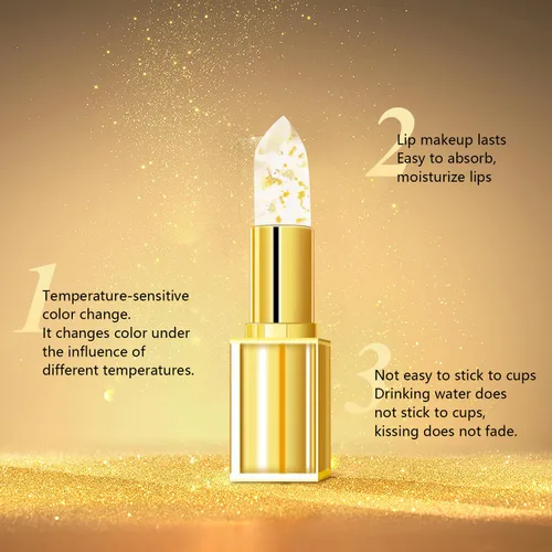 Miniatura 5 de 2 lápices labiales que cambian de color a prueba de transferencia, lámina dorada que cambia de color para mujeres, brillo labial hidratante