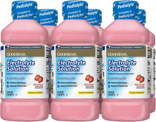 Miniatura 9 de GoodSense Solución mixta de electrolitos de frutas, reemplaza electrolitos, líquidos y zinc, niños y adultos, 33.8 onzas líquidas (paquete de 6)