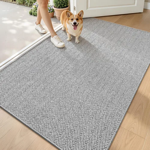 Miniatura 33 de LUMI Tapete ultradelgado para puerta de interior de 17 x 30 pulgadas, tapete de entrada antideslizante, tapete de perfil bajo, tapete de diseño