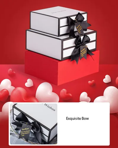 Miniatura 3 de Homeanda Paquete de 3 cajas de cartón negro de diferentes tamaños con tapa superior para Navidad, cumpleaños, día de la madre, Pascua, despedidas