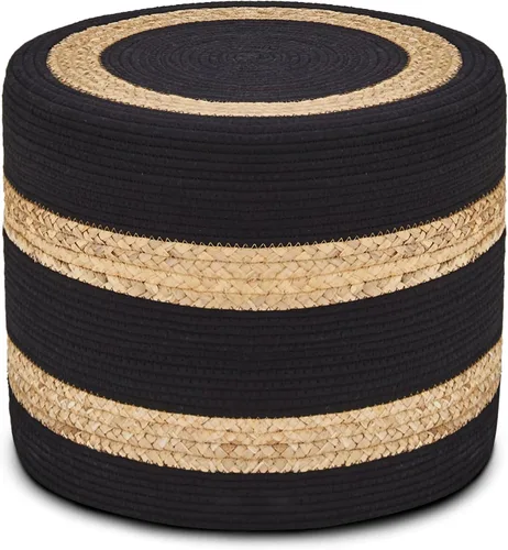 Miniatura 9 de Wimarsbon Puf Otomano de 18'', Puf Trenzado Natural, Puf de Salón Rústico Tejido a Mano, Taburete Reposapiés Boho para Dormitorio, Mesa de Acento