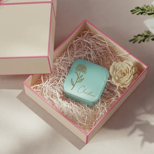Miniatura 6 de Bemaystar Regalos personalizados para mujer Joyero personalizado, organizador de joyas de viaje pequeño portátil con flor de nacimiento y nombre