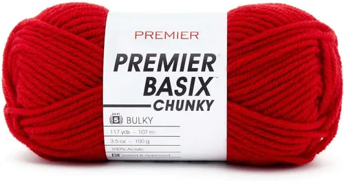 Miniatura 2 de Premier Yarns Basix Hilo Chunky Grueso, Perfecto para Elaborar Proyectos Rápidos, Peso Voluminoso, Hilo Acrílico, Acero, 3.5 onzas, 117 yardas