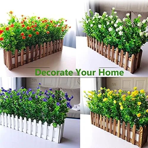 Miniatura 3 de 12 paquetes de flores artificiales para exteriores, plantas falsas para decoración de otoño y verano, flores de seda artificiales, resistencia