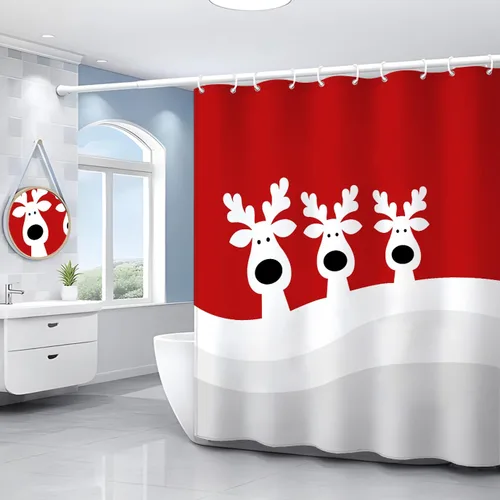 Miniatura 11 de Cortina de ducha retro bohemia para baño con 12 ganchos, moderna cortina de ducha abstracta de mediados de siglo, estilo bohemio, cortina divertida